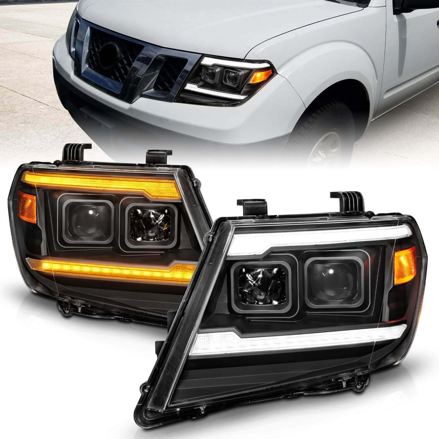 Anzo 111597 Plank Style White-Amber Projector Headlight With Clear Lens