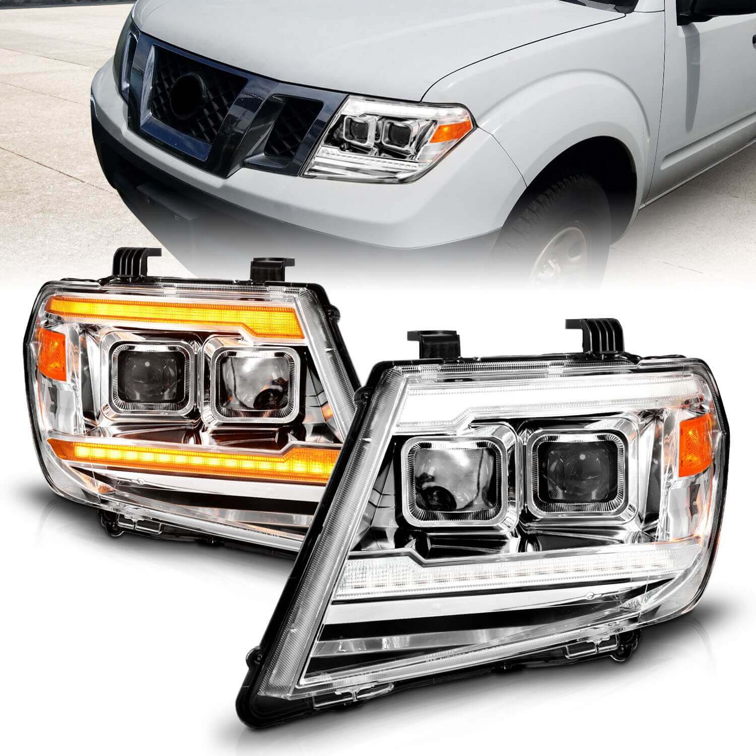 Anzo 111598 Plank Style White-Amber Projector Headlight With Clear Lens