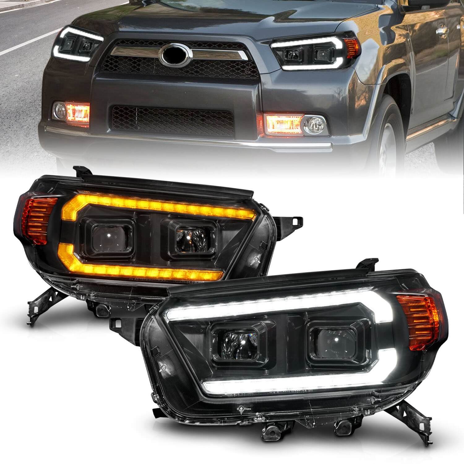 Anzo 111602 Plank Style Projector Headlights With Clear Lens
