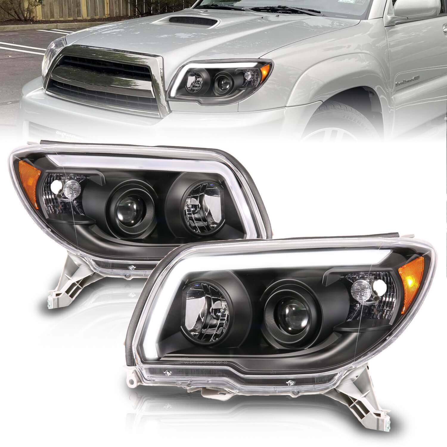 Anzo 111616 Plank Style White-Amber Projector Headlight With Clear Lens
