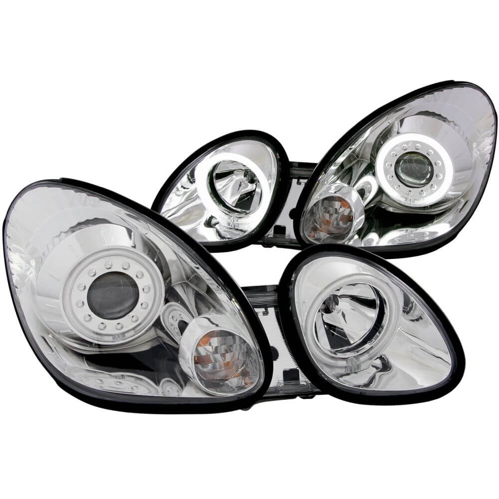 Anzo 121143 Headlights - Projector With Halo - Chrome Clear With Amber Reflectors