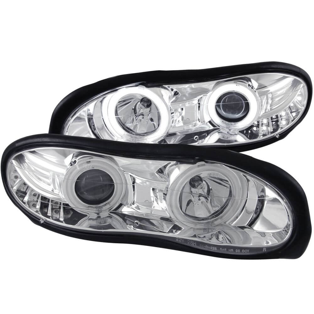 Anzo 121159 Headlights - Projector With Halo - Chrome Clear With Amber Reflectors