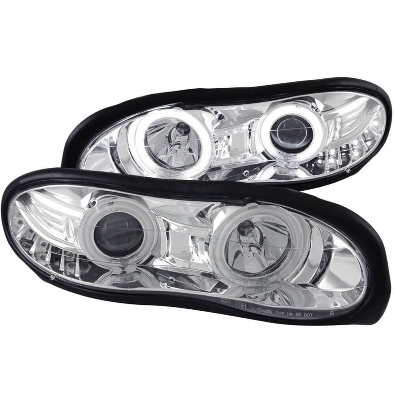 Anzo 121159 Headlights - Projector With Halo - Chrome Clear With Amber Reflectors