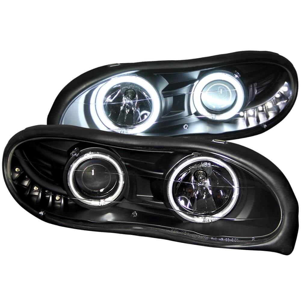 Anzo 121160 Headlights - Projector With Halo - Black Clear With Amber Reflectors