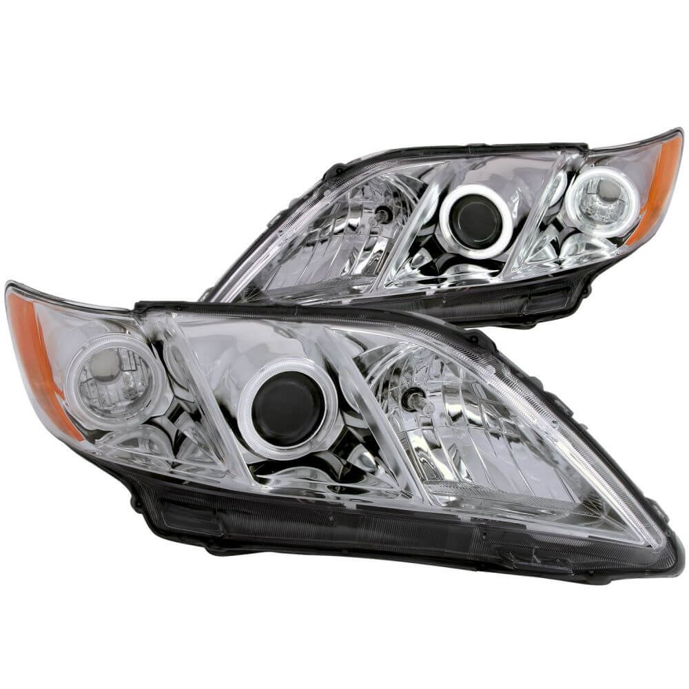 Anzo 121180 Headlights - Projector With Halo - Chrome Clear With Amber Reflectors