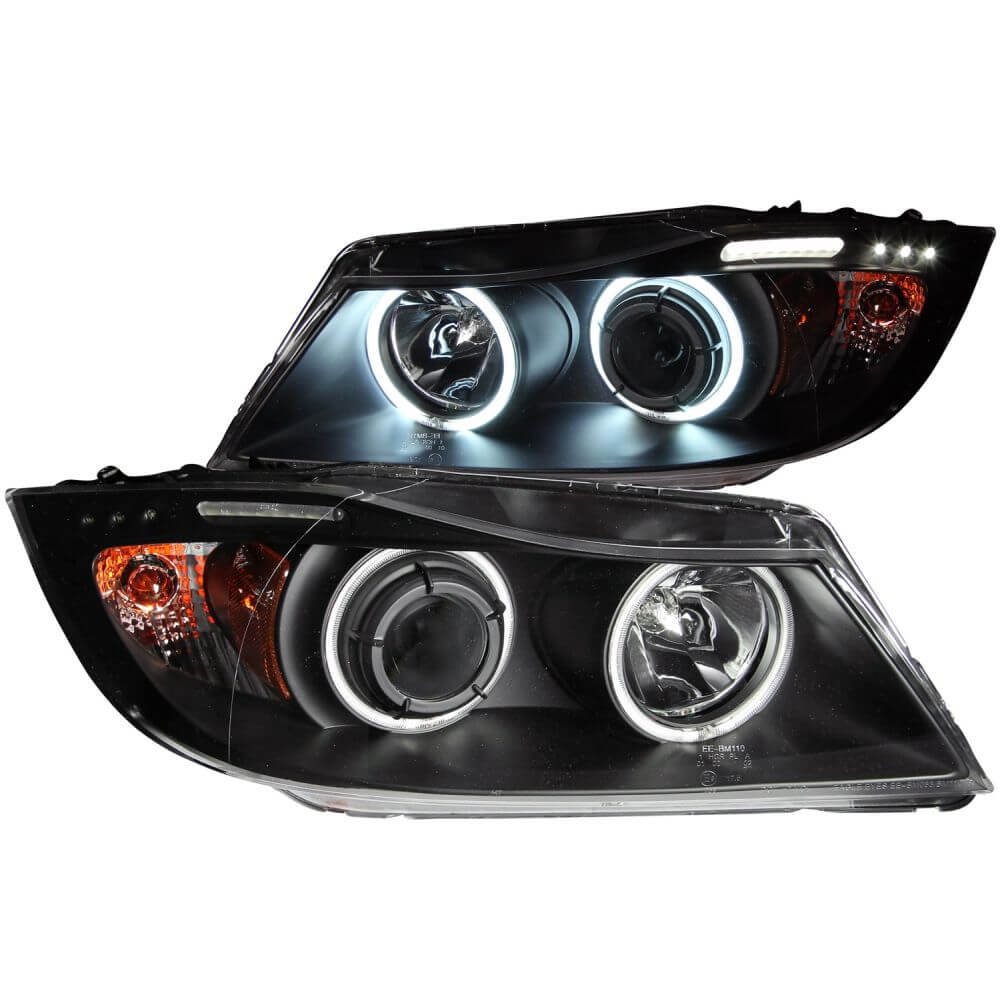 Anzo 121335 Headlights - Projector Halo w/LED Bar - Black Clear w/Amber (CCFL)