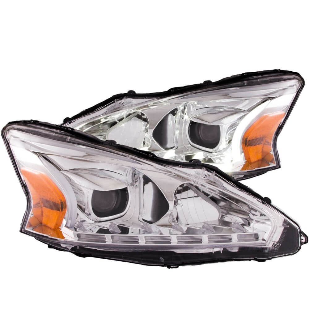 Anzo 121501 Headlights - Projector - W/ Plank Style Design Chrome Clear