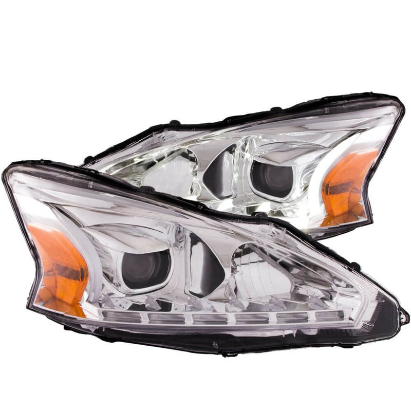 Anzo 121501 Headlights - Projector - W/ Plank Style Design Chrome Clear