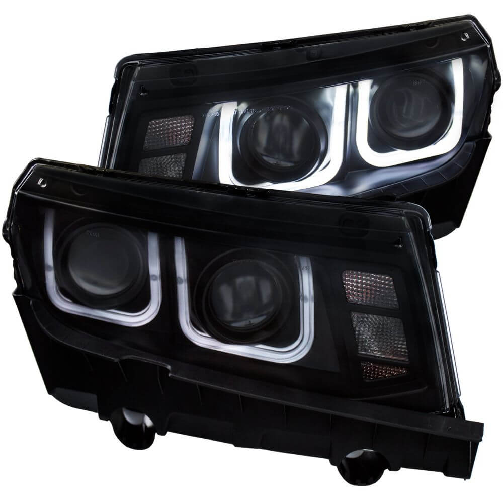 Anzo 121508 Projector Headlight Set - Clear Lens - Black Housing - Pair - w/U-Bar