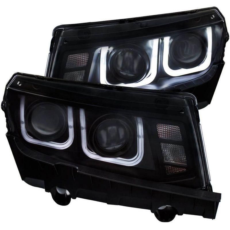 Anzo 121508 Projector Headlight Set - Clear Lens - Black Housing - Pair - w/U-Bar