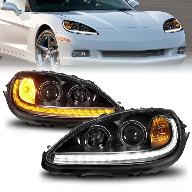Anzo 121571 Plank Style White-Amber Projector Headlight With Clear Lens