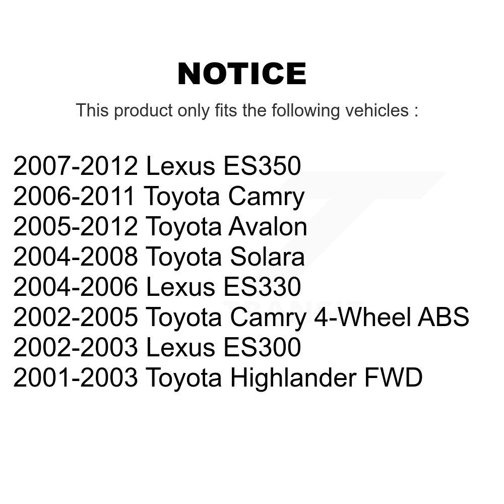 Kugel 70-512207 Rear Right Wheel Bearing Hub Assembly for 2001-2012 Toyota Highlander, Lexus ES300 and Select Vehicles