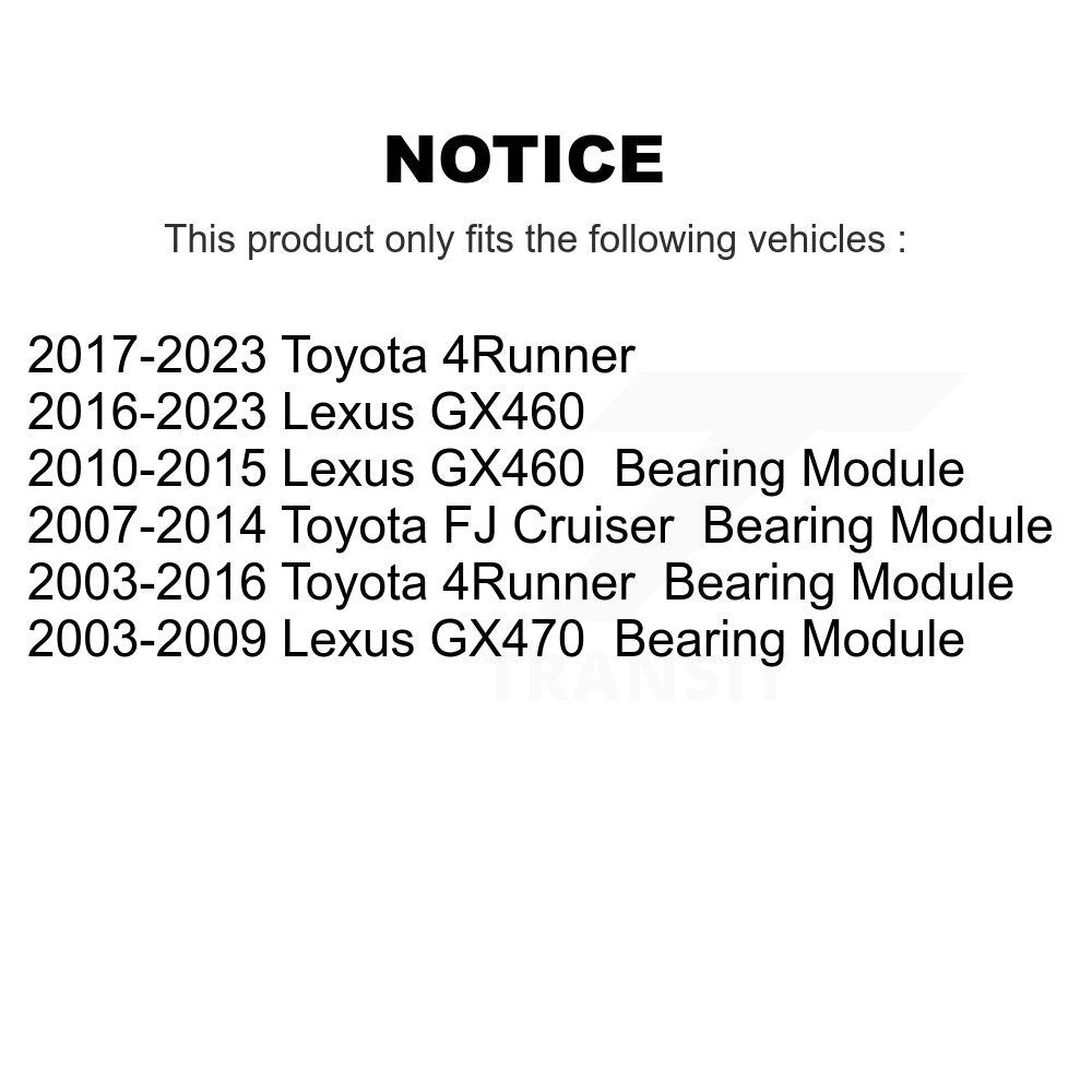 Kugel 70-512228 Rear Right Wheel Bearing Assembly for 2003-2023 Lexus GX470, Toyota 4Runner and Select Vehicles