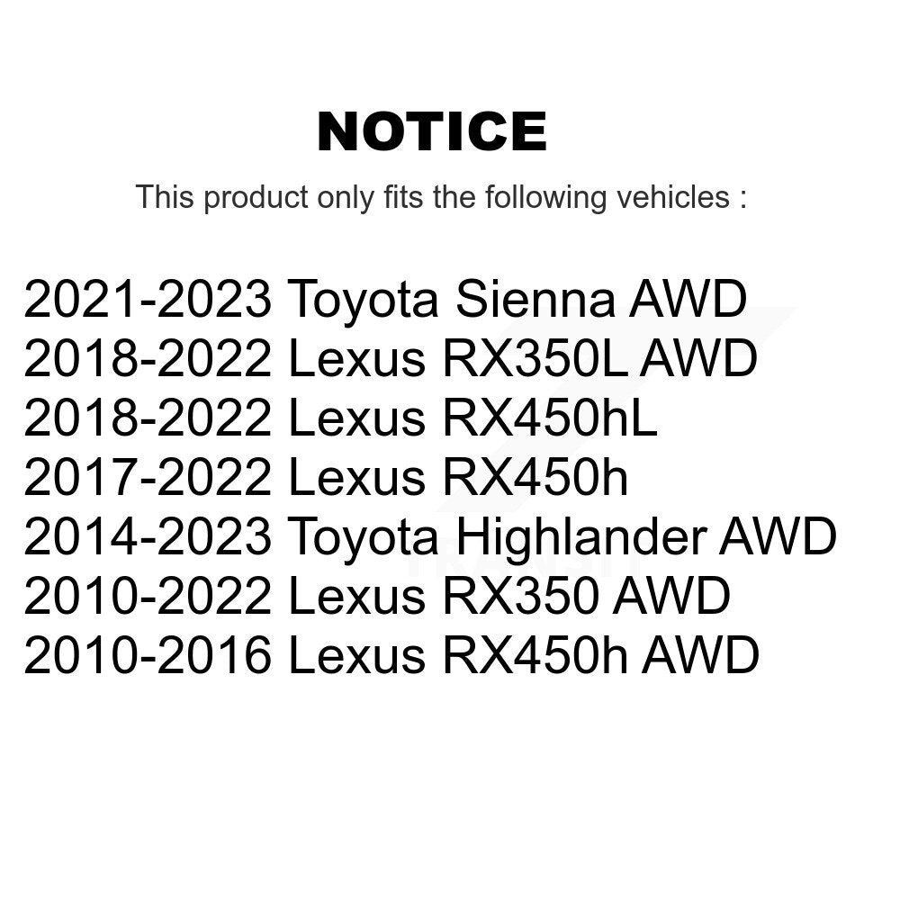 Kugel 70-512365 Rear Wheel Bearing Hub Assembly for 2010-2023 Lexus RX350, Lexus RX450h and Select Vehicles