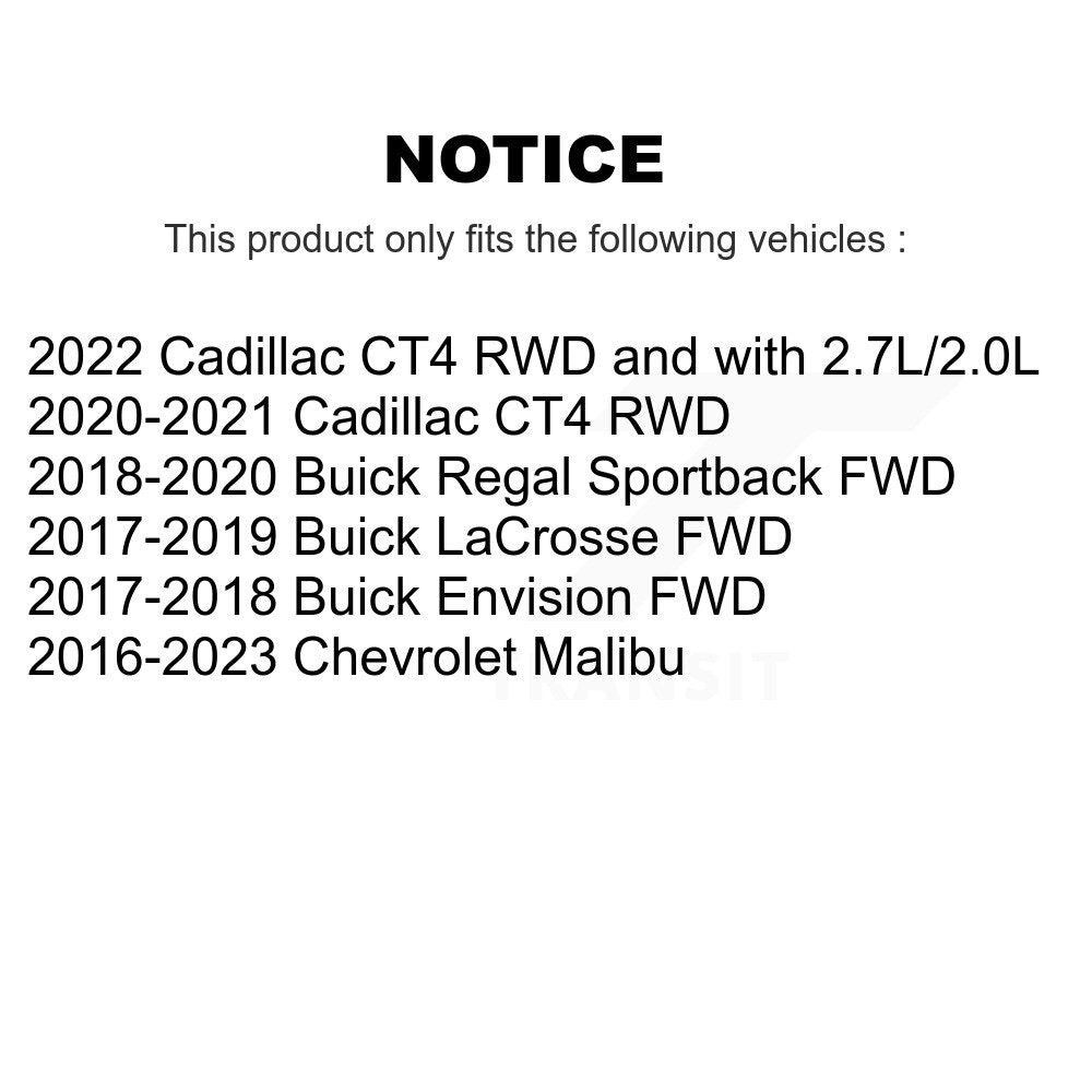 Kugel 70-512661 Rear, Front Wheel Bearing Hub Assembly for 2016-2023 Chevrolet Malibu, Buick Envision and Select Vehicles