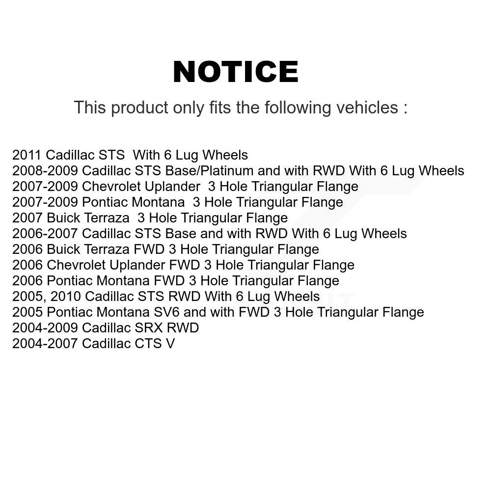 Kugel 70-513197 Front, Rear Wheel Bearing Hub Assembly for 2004-2011 Cadillac CTS, Cadillac SRX and Select Vehicles