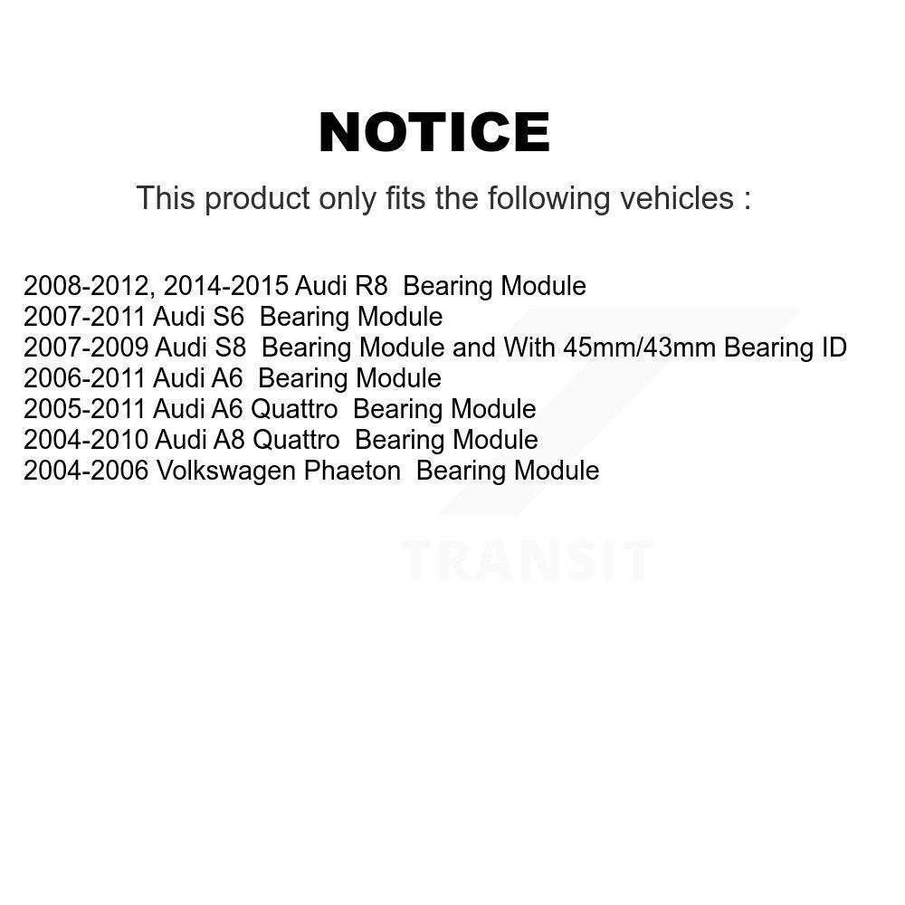 Kugel 70-513227 Front, Rear Wheel Bearing Assembly for 2004-2015 Audi A8 Quattro, Volkswagen Phaeton and Select Vehicles