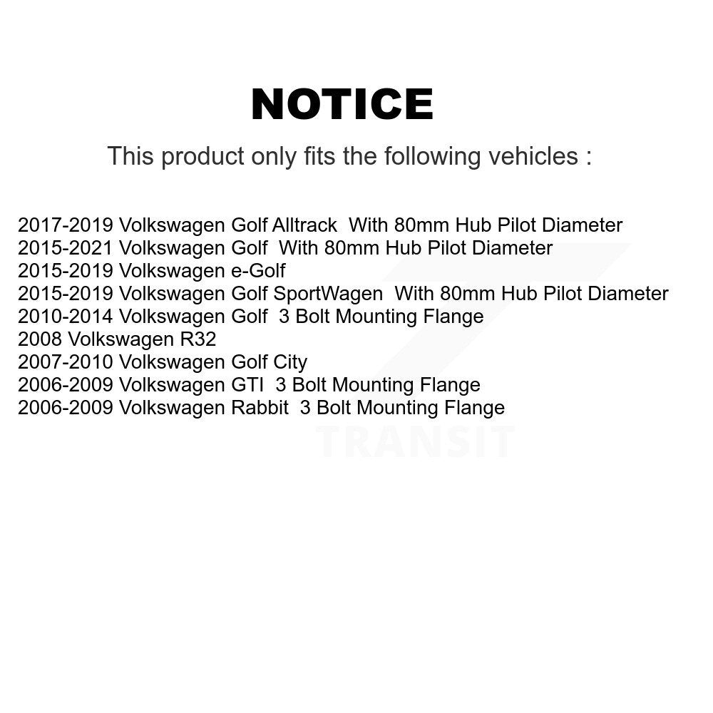Kugel 70-513262 Front Wheel Bearing Hub Assembly for 2006-2021 Volkswagen GTI, Volkswagen Rabbit and Select Vehicles