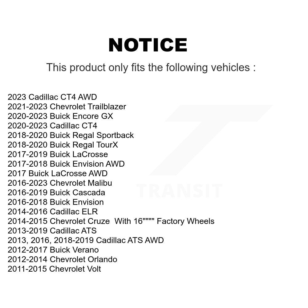 Kugel 70-513316 Front, Rear Wheel Bearing Hub Assembly for 2011-2023 Chevrolet Volt, Buick Verano and Select Vehicles