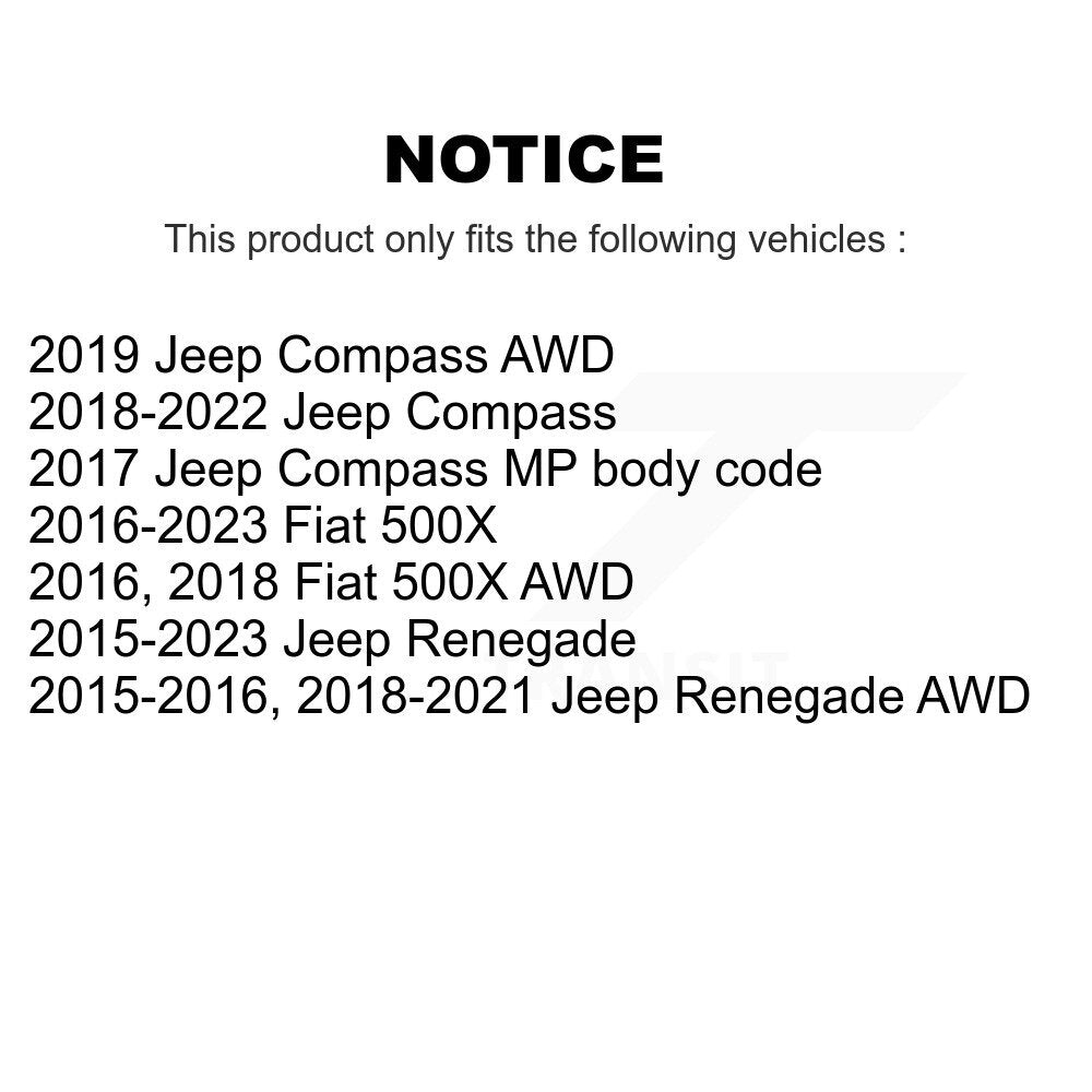 Kugel 70-513389 Front, Rear Wheel Bearing Hub Assembly for 2015-2023 Jeep Renegade, Fiat 500X, Jeep Compass