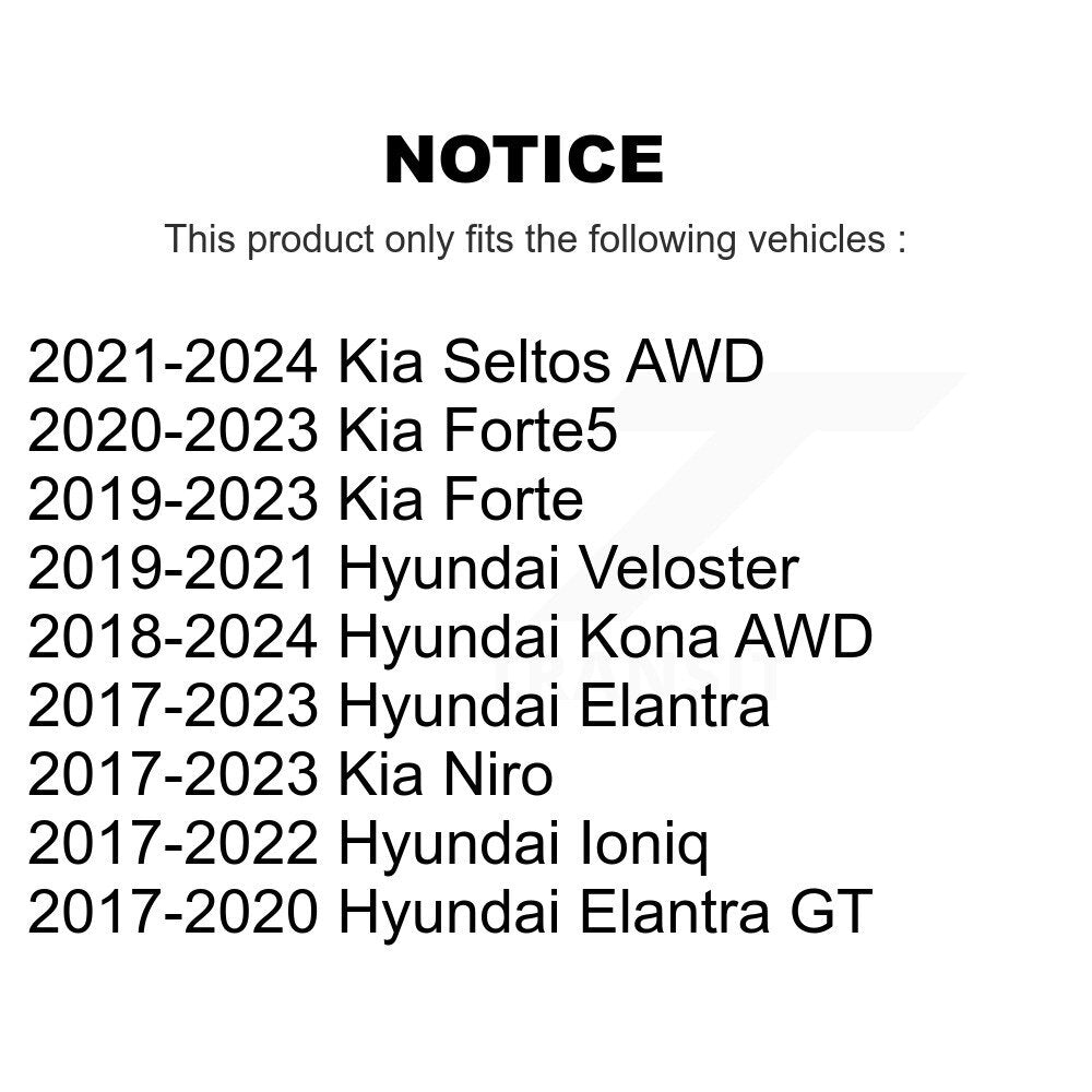 Kugel 70-513420 Front, Rear Wheel Bearing Hub Assembly for 2017-2024 Hyundai Elantra, Hyundai Elantra GT and Select Vehicles