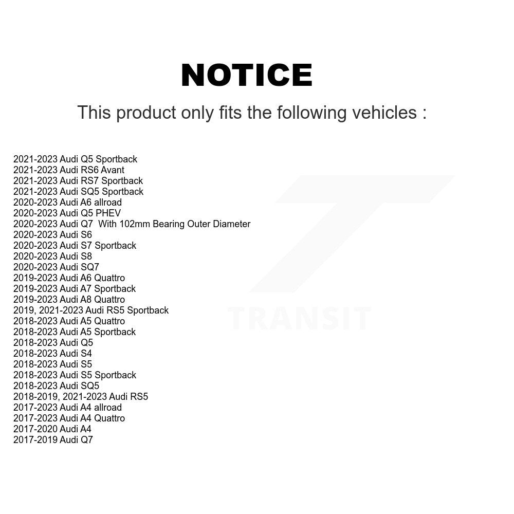 Kugel 70-513433 Front, Rear Wheel Bearing Assembly for 2017-2023 Audi A4, Audi A4 Quattro and Select Vehicles