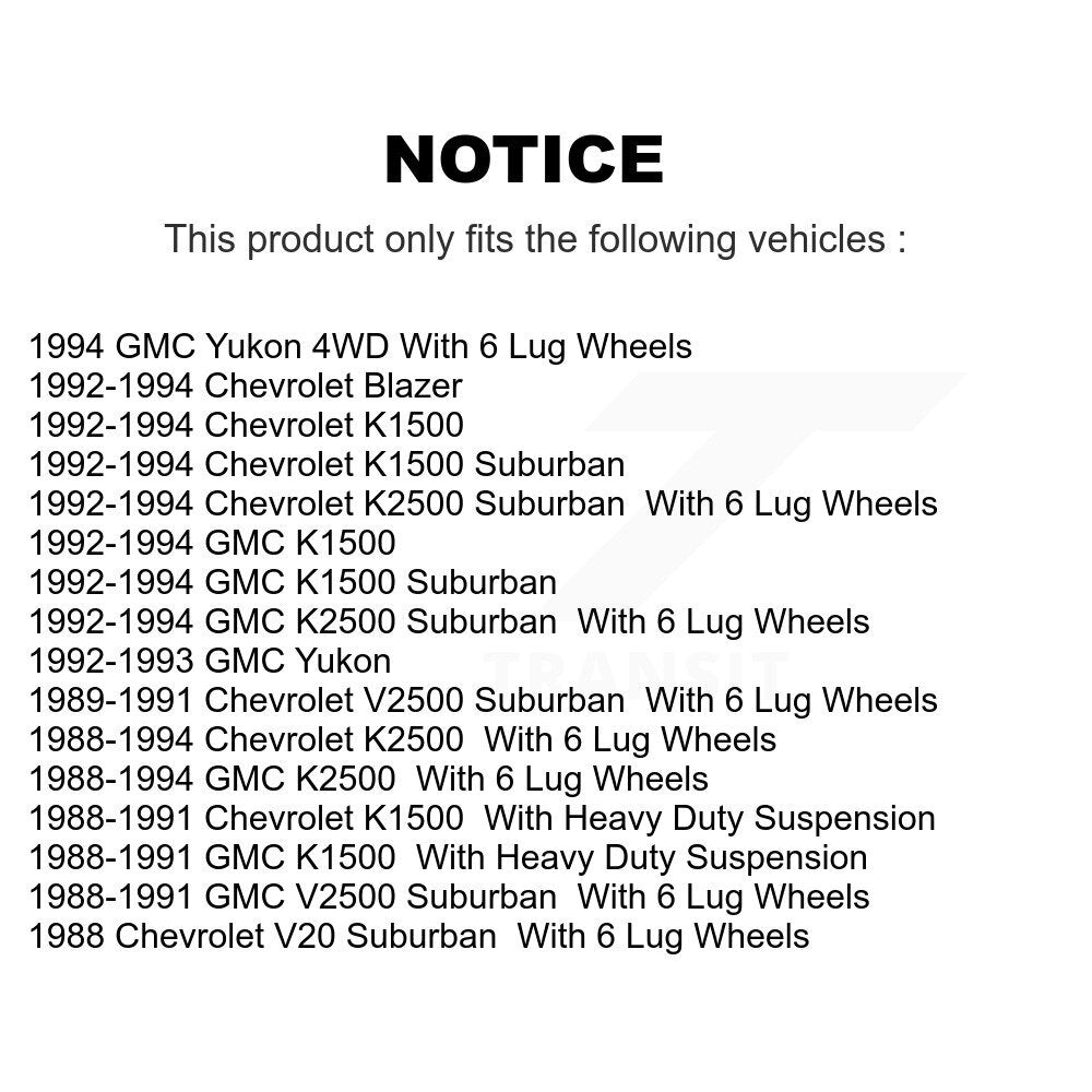 Kugel 70-515001 Front Wheel Bearing Hub Assembly for 1988-1994 Chevrolet K1500, Chevrolet K2500 and Select Vehicles