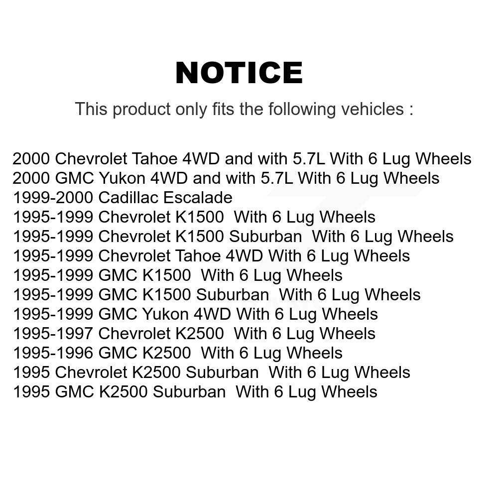 Kugel 70-515024 Front Wheel Bearing Hub Assembly for 1995-2000 Chevrolet K1500, Chevrolet K1500 Suburban and Select Vehicles