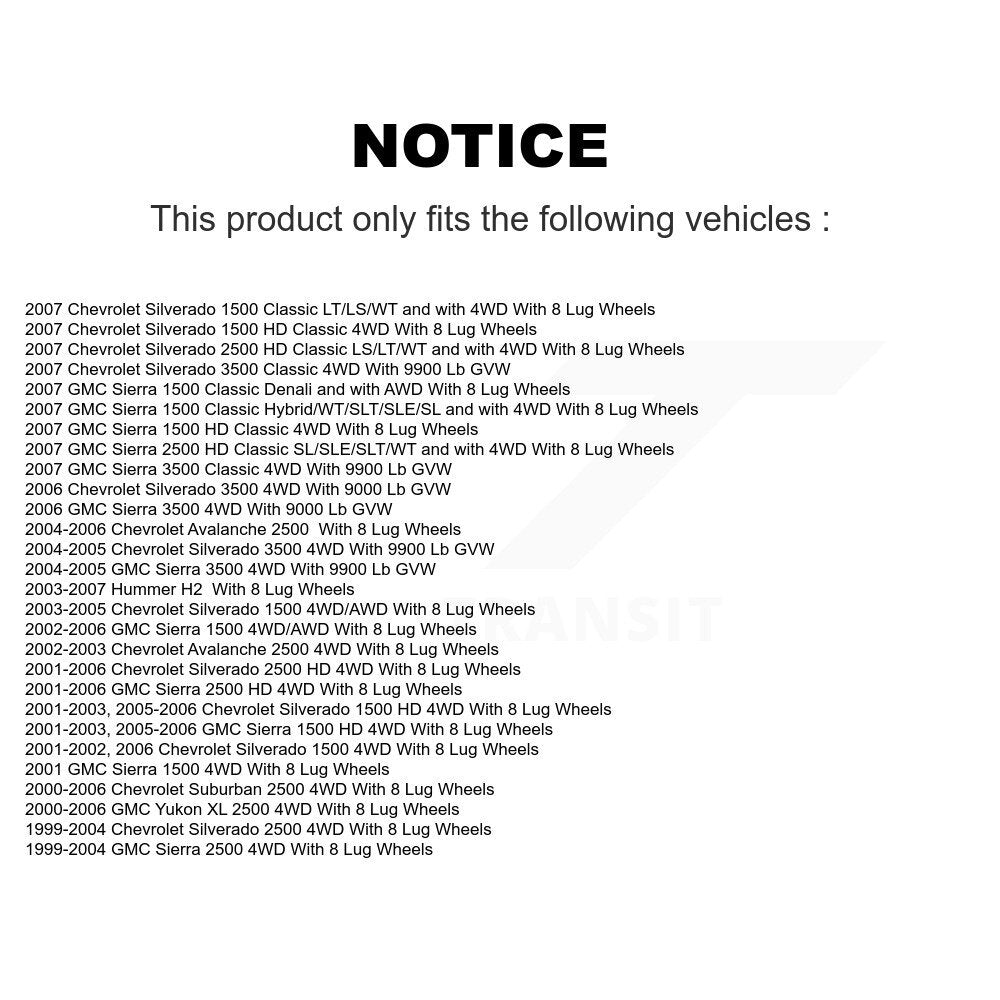 Kugel 70-515058 Front Wheel Bearing Hub Assembly for 1999-2007 Chevrolet Silverado 2500, GMC Sierra 2500 and Select Vehicles
