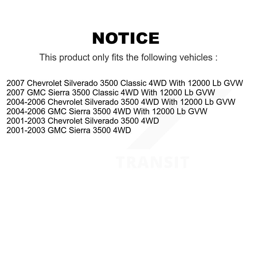 Kugel 70-515088 Front Wheel Bearing Hub Assembly for 2001-2007 Chevrolet Silverado 3500, GMC Sierra 3500 and Select Vehicles