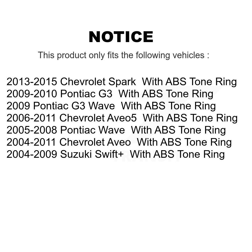 Kugel 70-541009 Rear Wheel Bearing Hub Assembly for 2004-2015 Chevrolet Aveo, Suzuki Swift+ and Select Vehicles