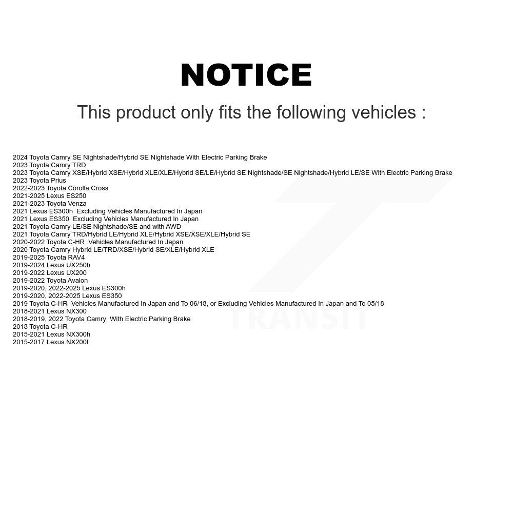 CMX CMX-D1805 Rear Ceramic Brake Pads for 2015-2025 Lexus NX200t, Lexus NX300h and Select Vehicles