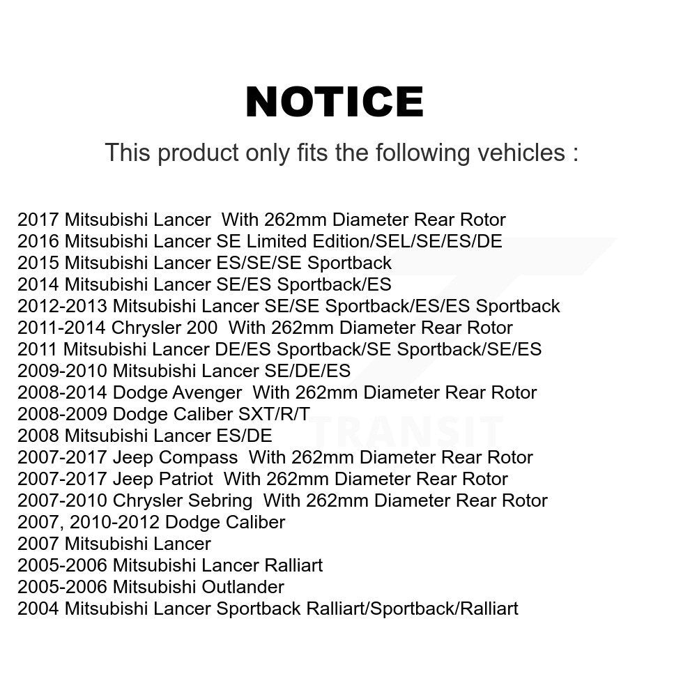 Positive Plus PPF-D1037 Rear Semi-Metallic Brake Pads for 2004-2017 Mitsubishi Lancer, Mitsubishi Outlander and Select Vehicles