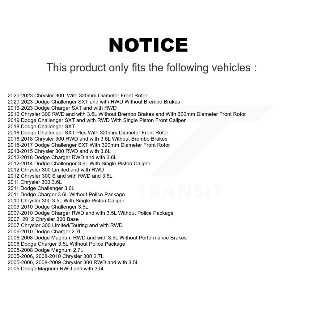 Positive Plus PPF-D1056 Front Semi-Metallic Brake Pads for 2005-2023 Chrysler 300, Dodge Magnum and Select Vehicles