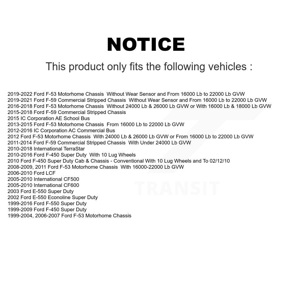 Positive Plus PPF-D1066 Rear, Front Semi-Metallic Brake Pads for 1999-2022 Ford F-450 Super Duty, Ford F-53 Motorhome Chassis and Select Vehicles