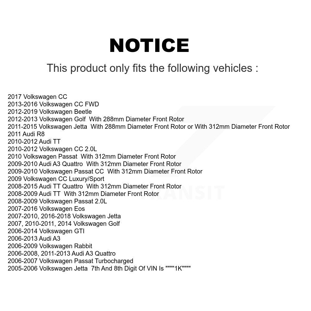Positive Plus PPF-D1107 Front Semi-Metallic Brake Pads for 2005-2019 Volkswagen Jetta, Audi A3 and Select Vehicles
