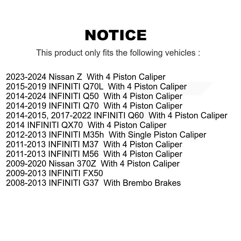 Positive Plus PPF-D1346 Front Semi-Metallic Brake Pads for 2008-2024 INFINITI G37, INFINITI FX50 and Select Vehicles
