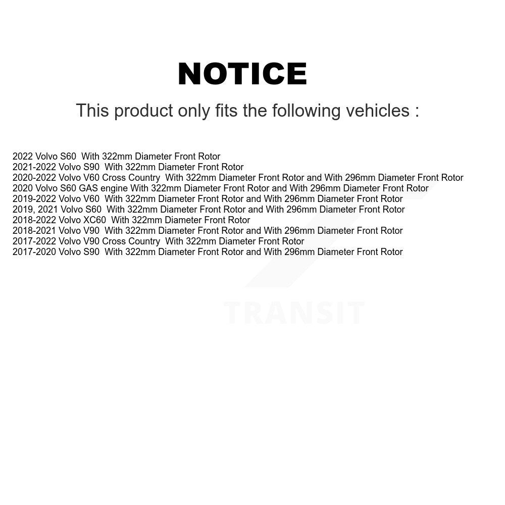 Positive Plus PPF-D1924 Front Semi-Metallic Brake Pads for 2017-2022 Volvo S90, Volvo V90 Cross Country and Select Vehicles