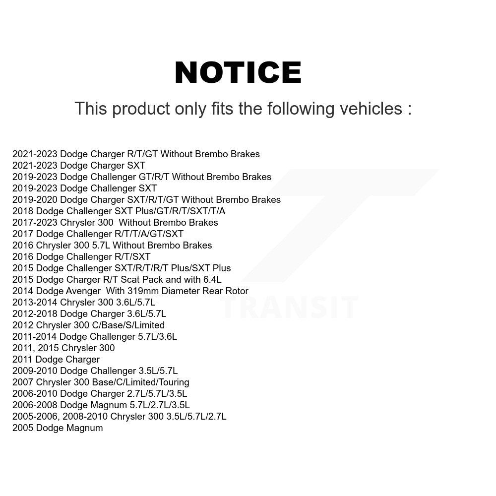 SIM SIM-1057 Rear Semi-Metallic Brake Pads for 2005-2023 Chrysler 300, Dodge Magnum and Select Vehicles