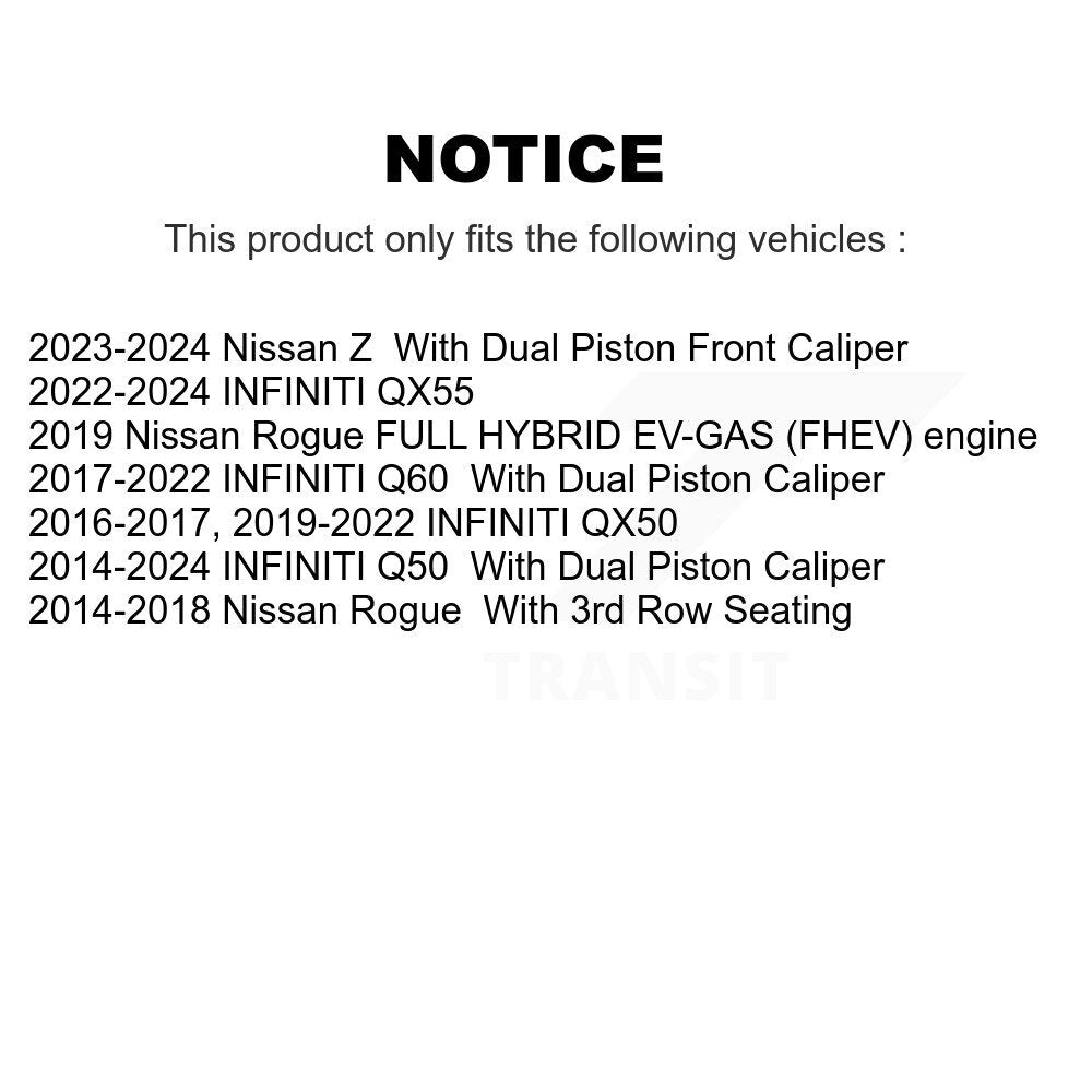 SIM SIM-1736 Front Semi-Metallic Brake Pads for 2014-2024 INFINITI Q50, Nissan Rogue and Select Vehicles