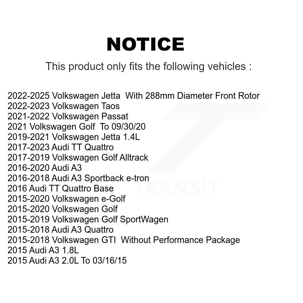 SIM SIM-1760A Front Semi-Metallic Brake Pads for 2015-2025 Audi A3, Audi A3 Quattro and Select Vehicles