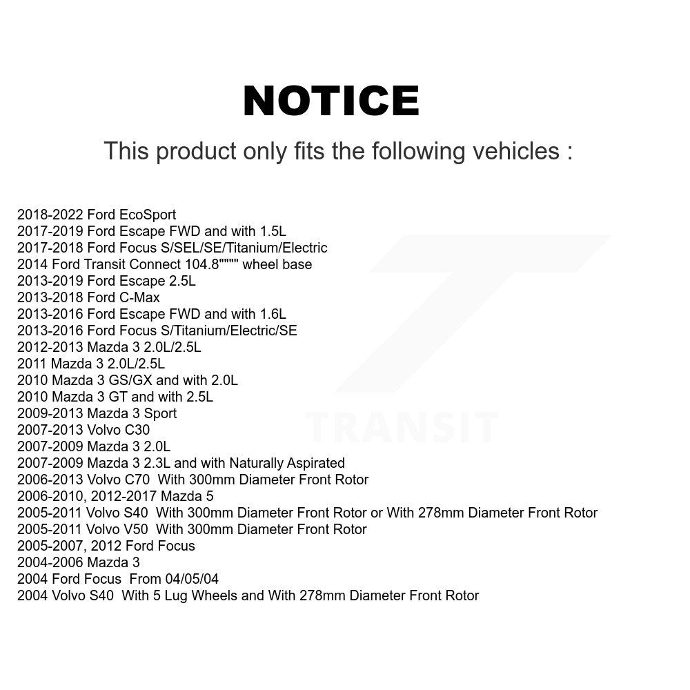 TEC TEC-1044 Front Ceramic Brake Pads for 2004-2022 Ford Focus, Mazda 3 and Select Vehicles
