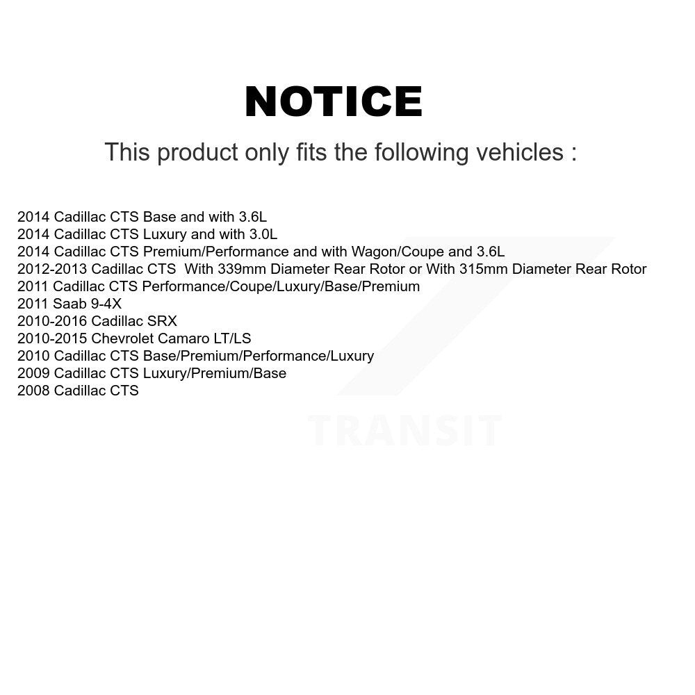 TEC TEC-1337 Rear Ceramic Brake Pads for 2008-2016 Cadillac CTS, Cadillac SRX and Select Vehicles