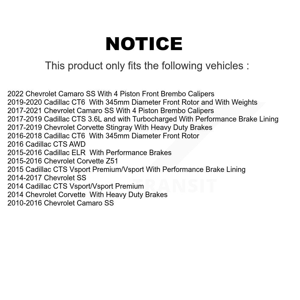 TEC TEC-1474 Front Ceramic Brake Pads for 2010-2022 Chevrolet Camaro, Cadillac CTS and Select Vehicles