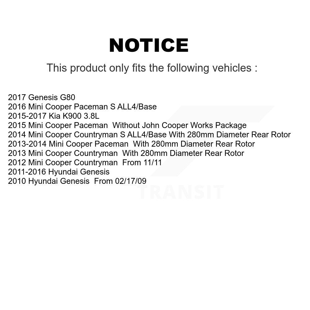 TEC TEC-1551 Rear Ceramic Brake Pads for 2010-2017 Hyundai Genesis, Mini Cooper Countryman and Select Vehicles