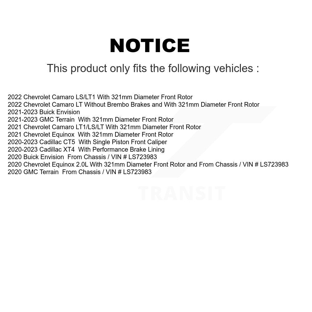 TEC TEC-2314 Front Ceramic Brake Pads for 2020-2023 Buick Envision, Cadillac CT5 and Select Vehicles