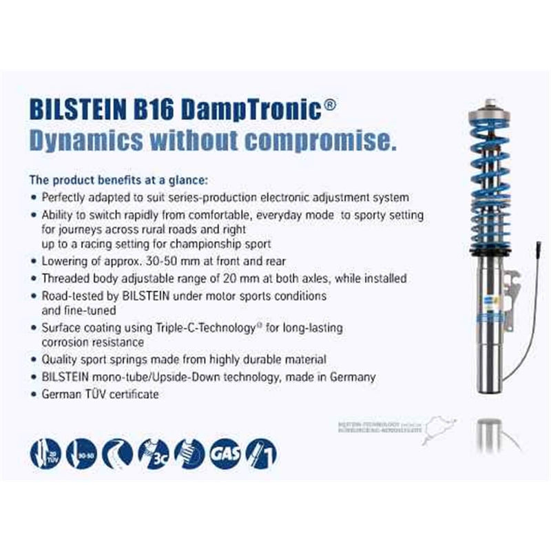 Bilstein 49-255874 B16 Series Damp Tronic Suspension Lowering Kit for 2015-2021 Volkswagen Golf R and More