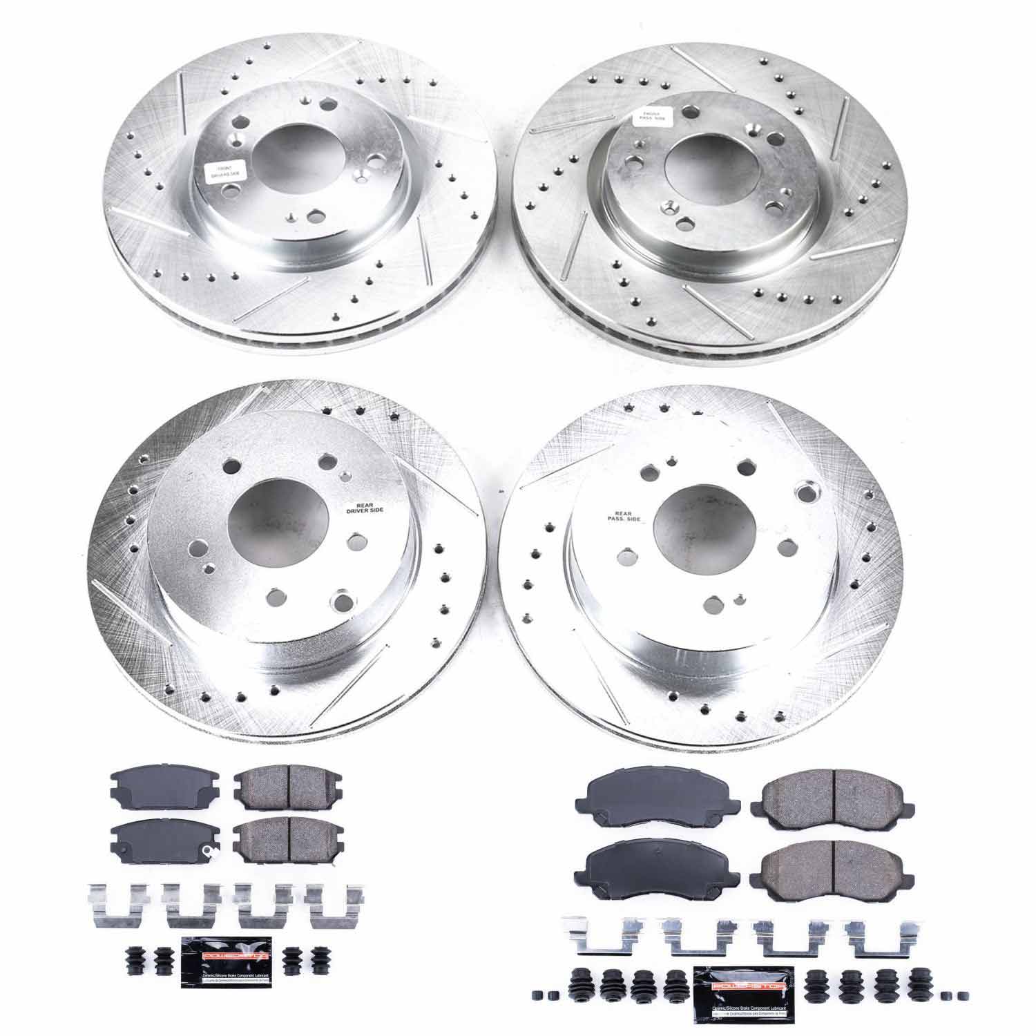 Power Stop K2809 - Z23 Evolution Sport Performance 1-Click Brake Kit With Hardware (Front And Rear)