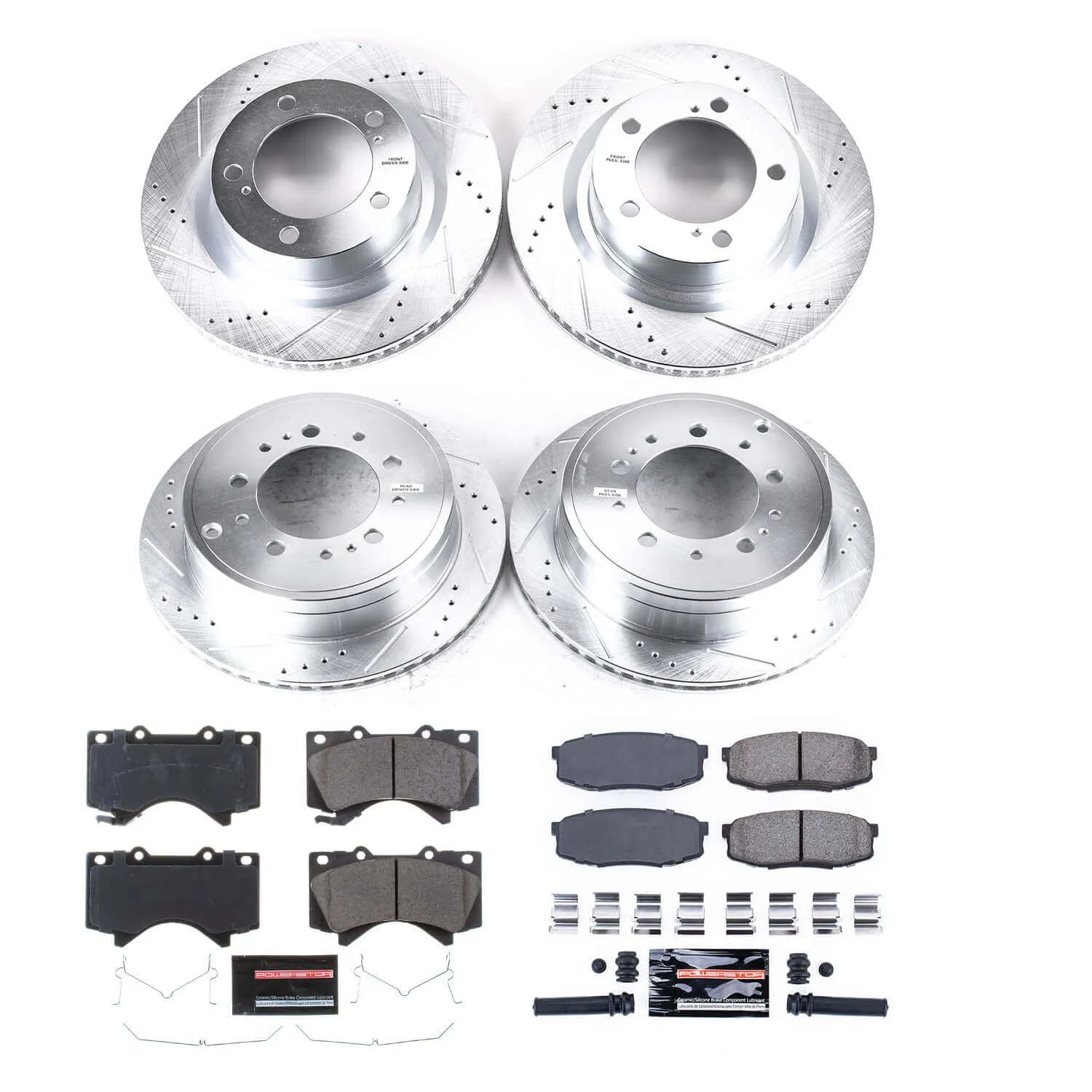Power Stop K2813 - Z23 Evolution Sport Performance 1-Click Brake Kit With Hardware (Front And Rear)