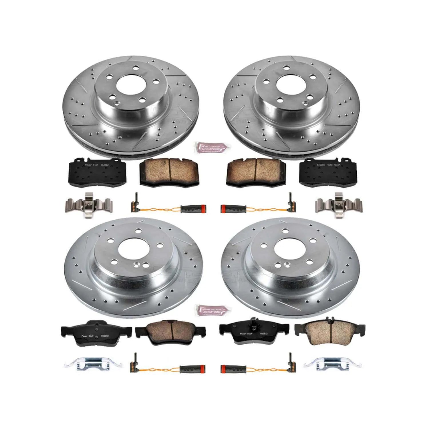 Power Stop K2817 - Z23 Evolution Sport Performance 1-Click Brake Kit With Hardware (Front And Rear)